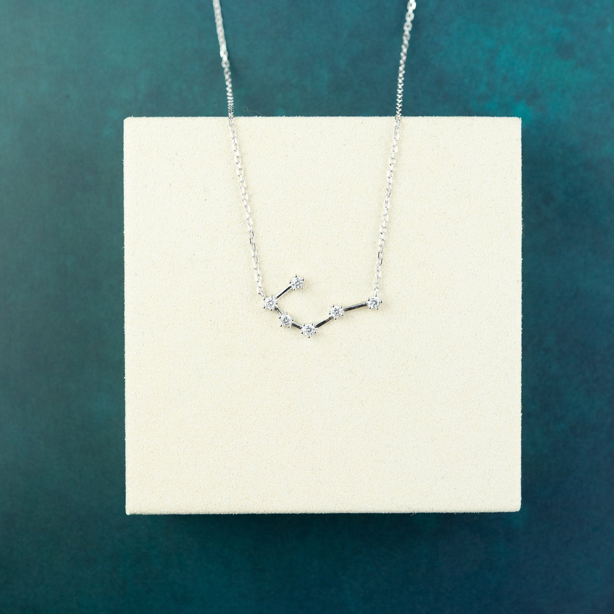 Cancer Constellation Charm Necklace in Silver with Cubic Zirconia at RR Jewellers Yarm UK