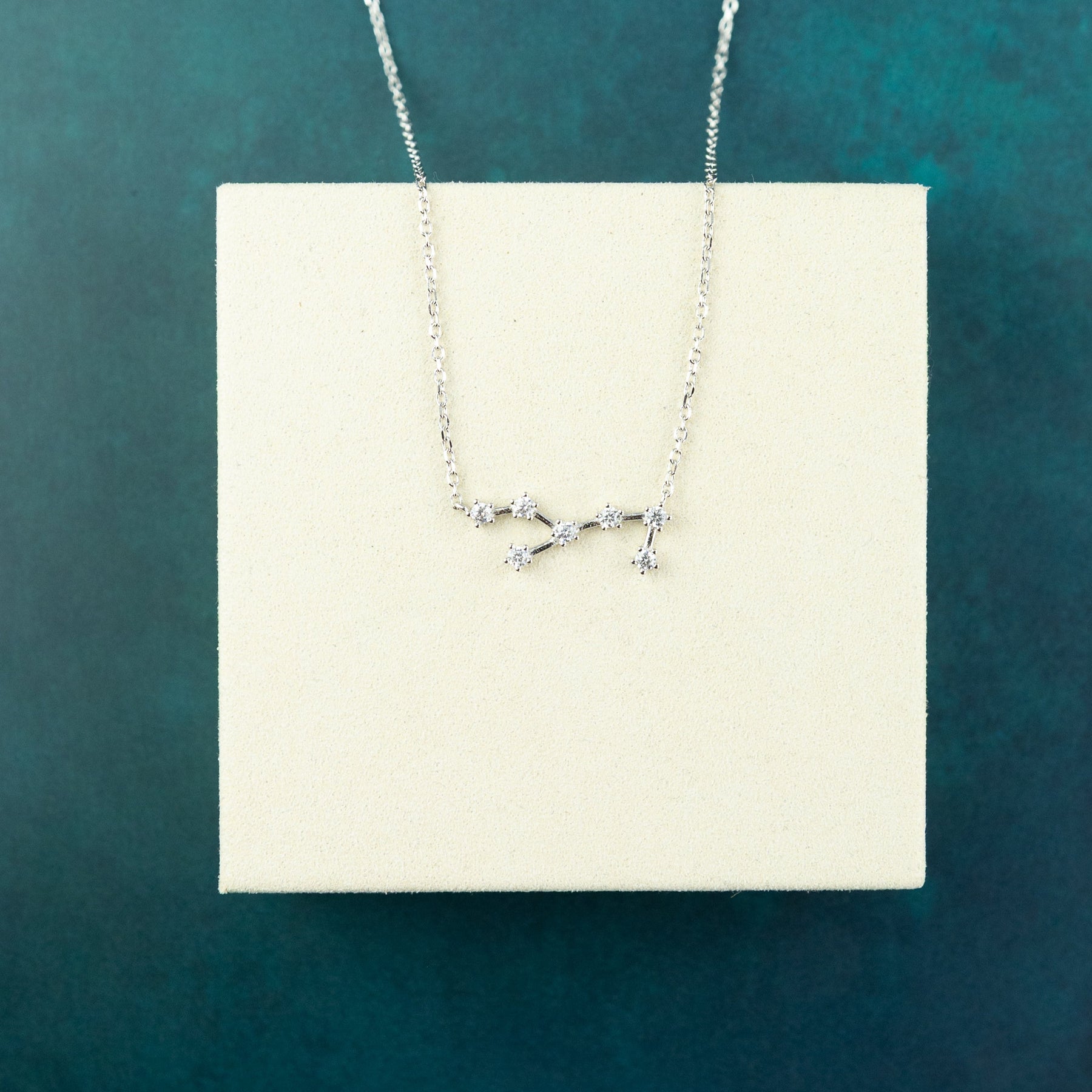 Virgo Constellation Charm Necklace in Silver with Cubic Zirconia at RR Jewellers Yarm UK