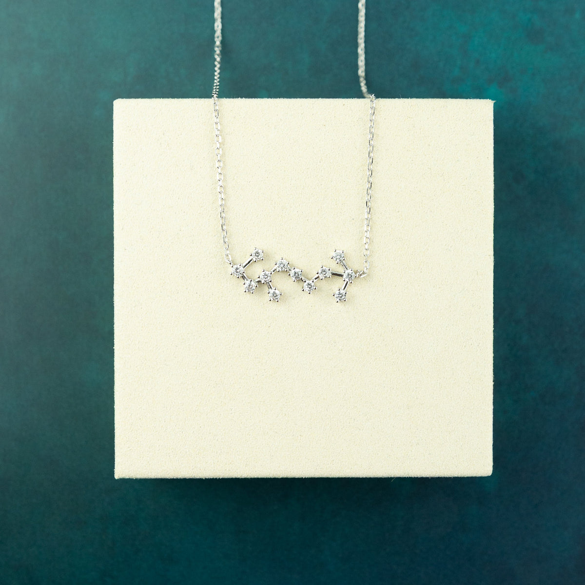 Scorpio Constellation Charm Necklace in Silver with Cubic Zirconia at RR Jewellers Yarm UK