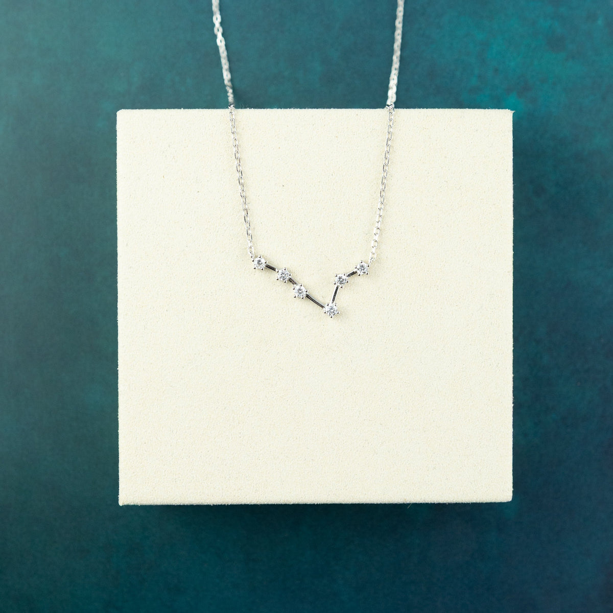Pisces Constellation Charm Necklace in Silver with Cubic Zirconia at RR Jewellers Yarm UK