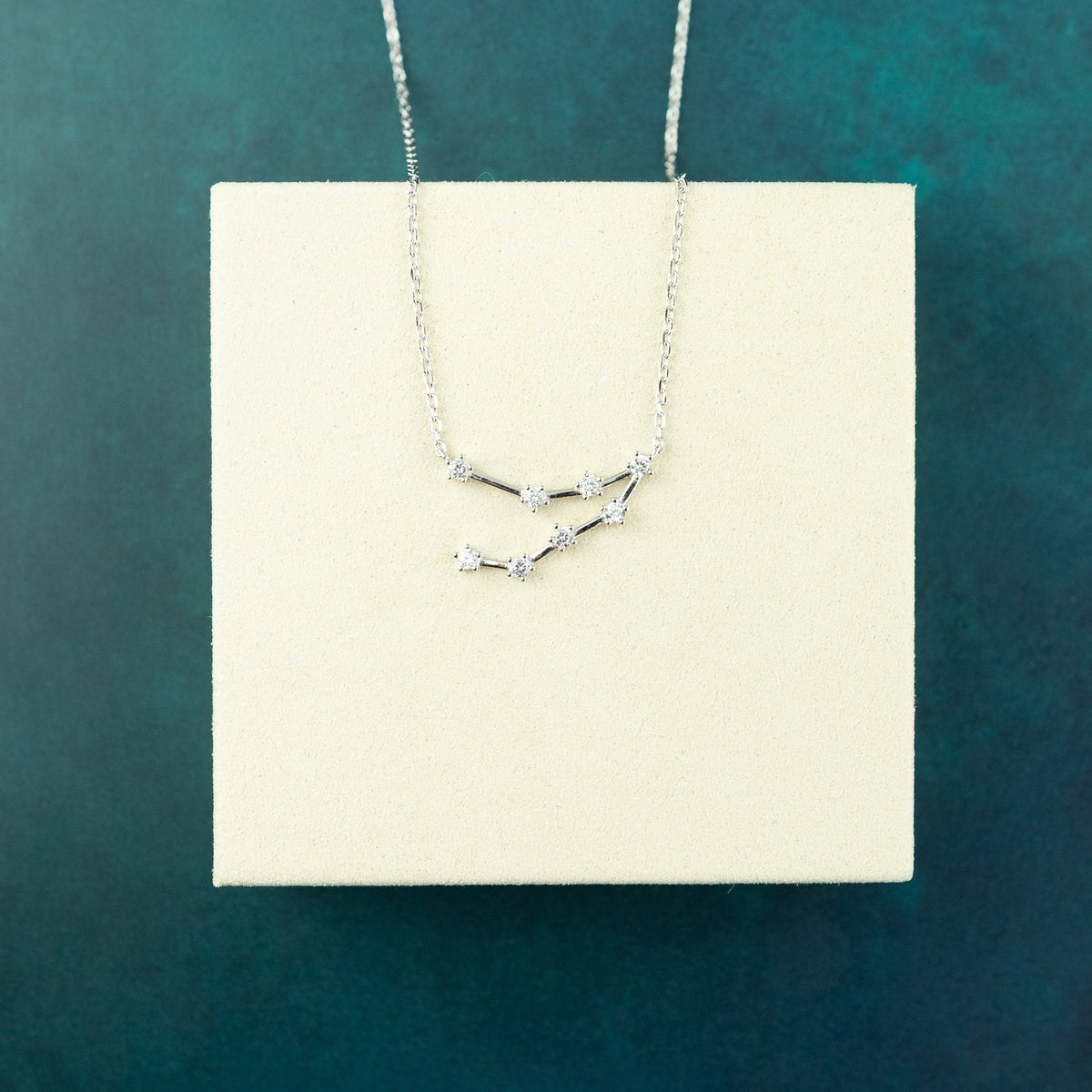 Capricorn Constellation Charm Necklace in Silver with Cubic Zirconia at RR Jewellers Yarm UK