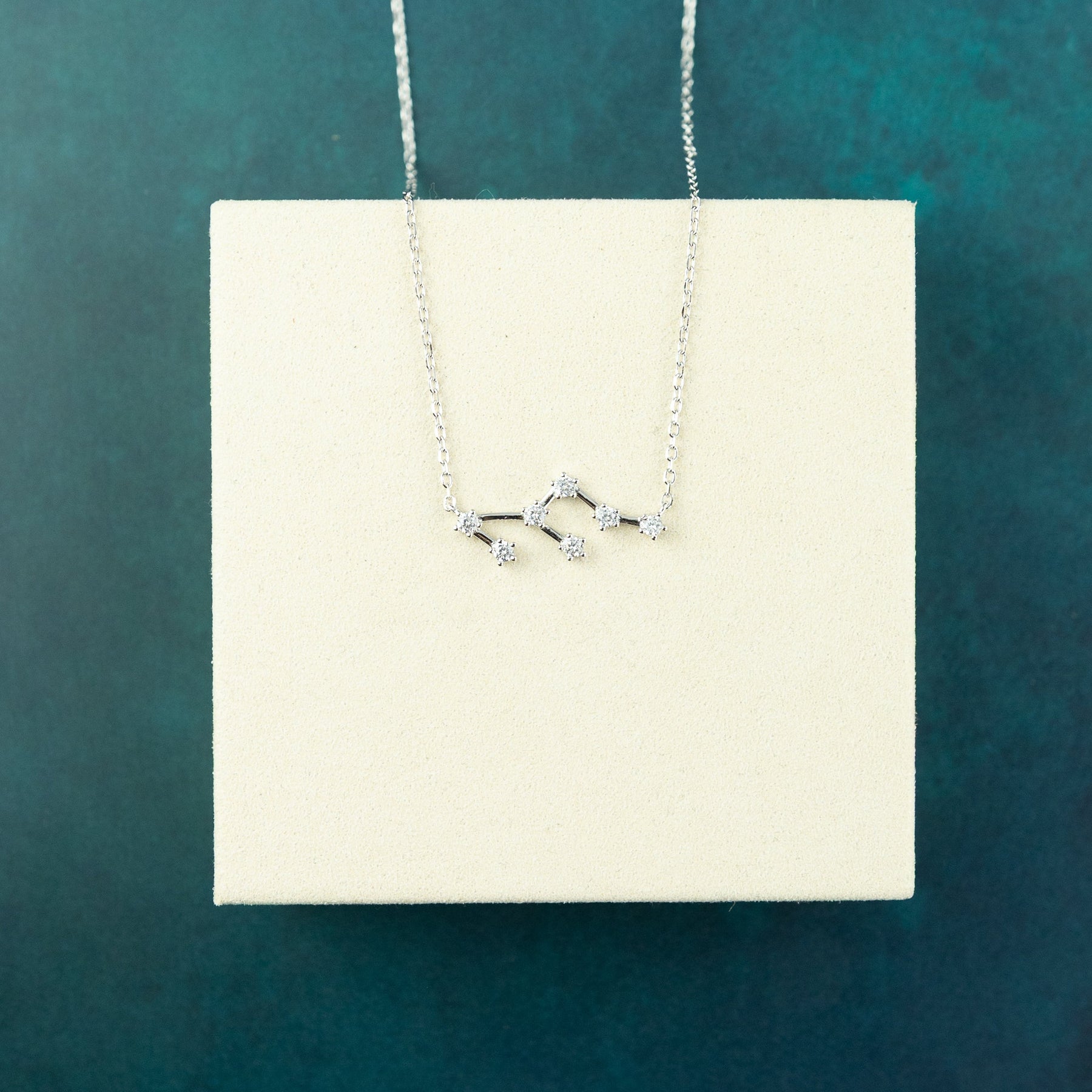 Leo Constellation Charm Necklace in Silver with Cubic Zirconia at RR Jewellers Yarm UK