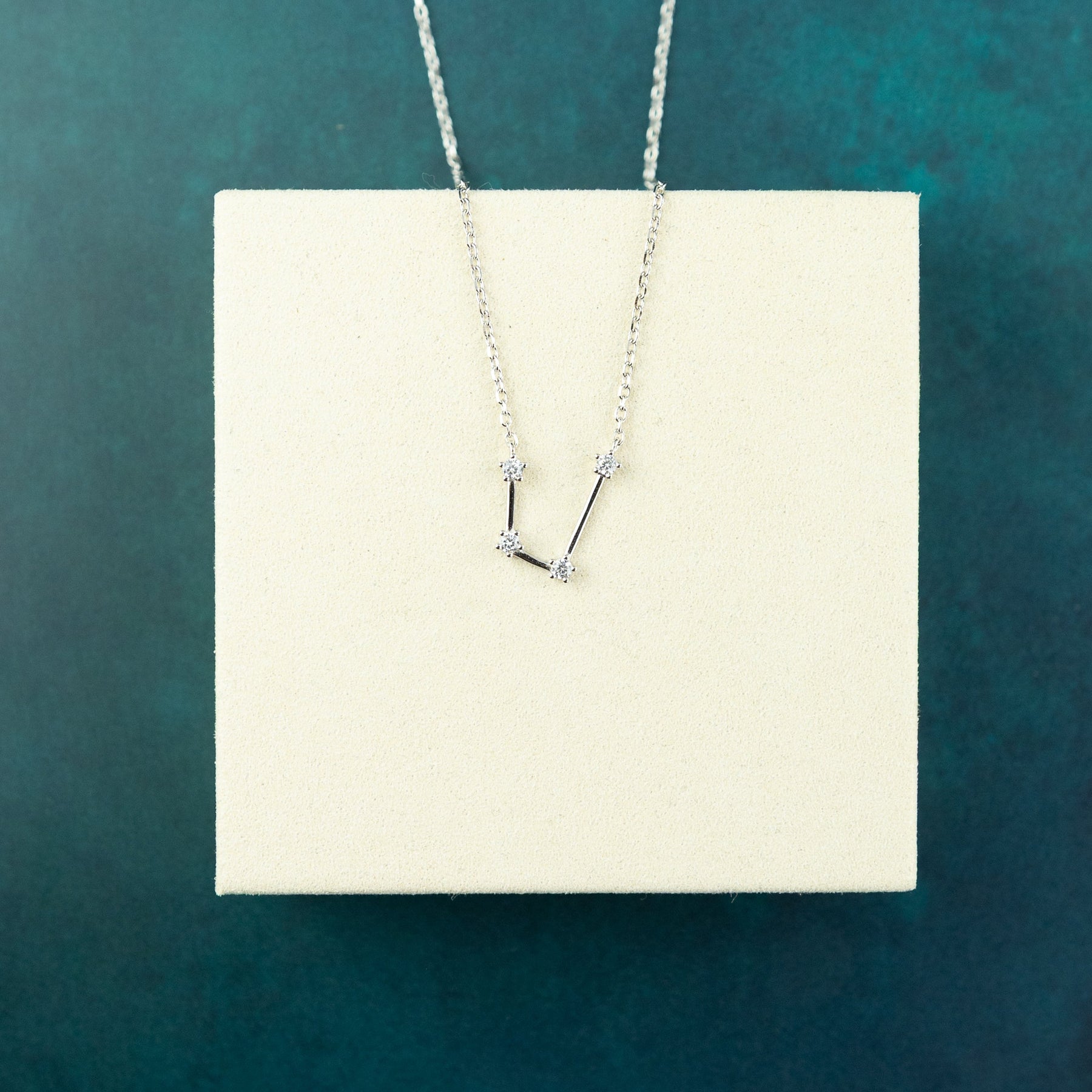 Aquarius Constellation Charm Necklace in Silver with Cubic Zirconia at RR Jewellers Yarm UK