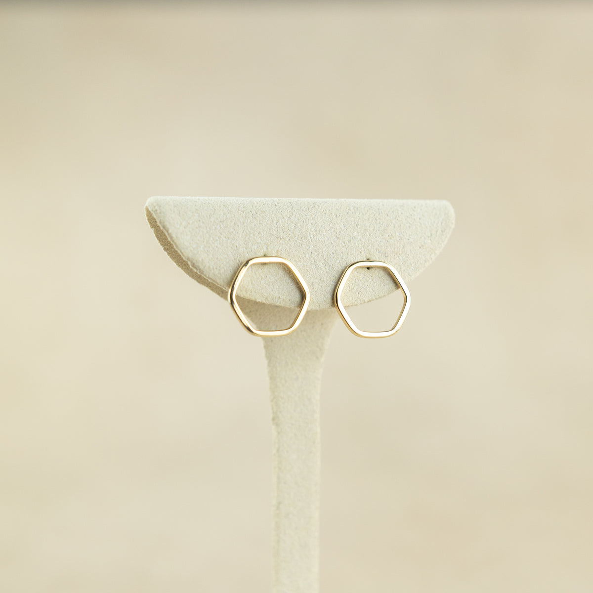 9ct Yellow Gold 14mm Open Hexagon Stud Earrings at RR Jewellers Yarm UK