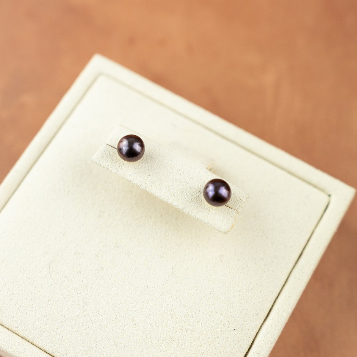 Black Pearl Studs with 9Karat Yellow Gold Backs 6mm