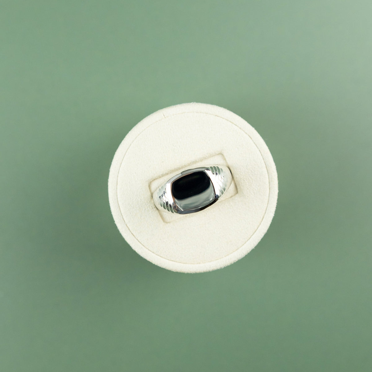 Silver Rhodium Plated Square Chevron Ring mens signet RR Jewellers Yarm UK