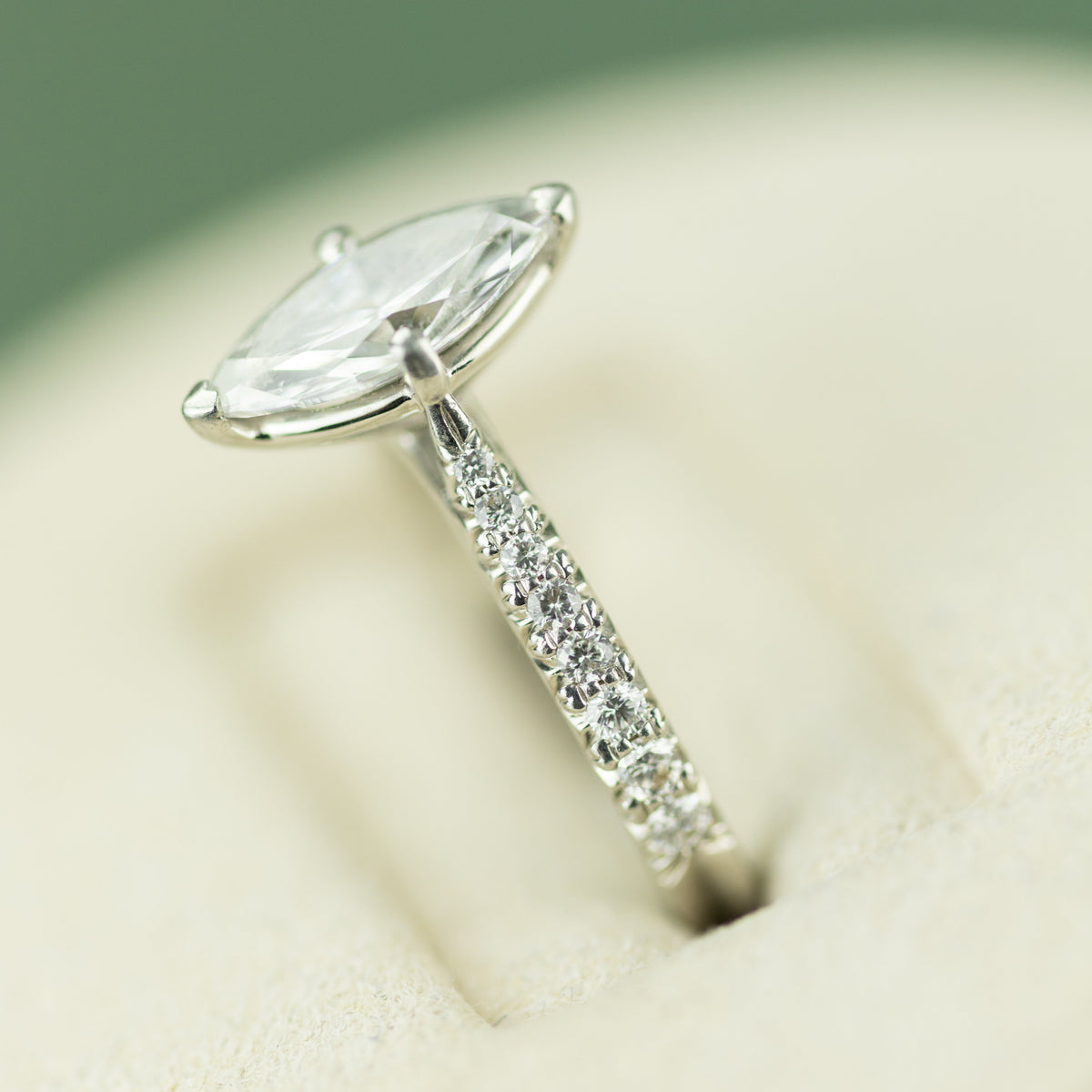 Pre - Loved Platinum Diamond 0.90ct Marquise Ring with Diamond Shoulders GIA Certified