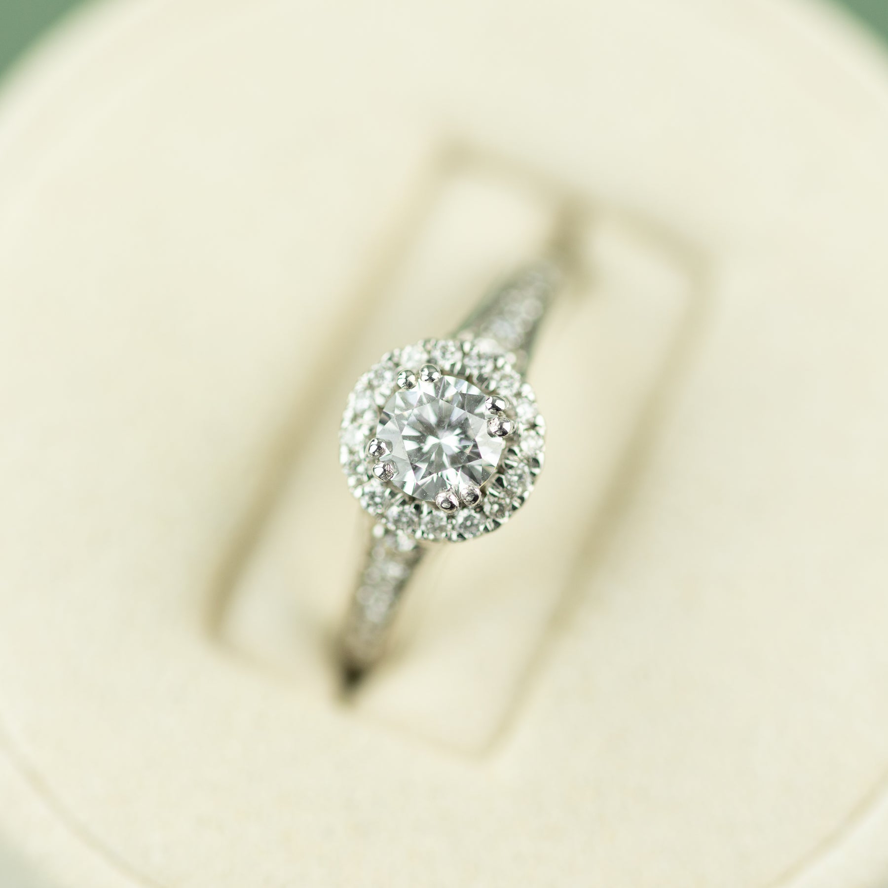 18 Karat White Gold Round Halo Diamond Ring 0.75ct at RR Jewellers Yarm UK