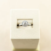 Platinum round brilliant GIA diamond halo 1.11ct ring