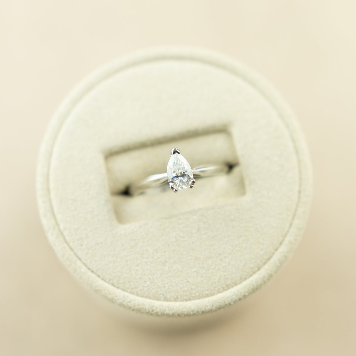 Platinum pear cut 0.52ct diamond solitaire ring
