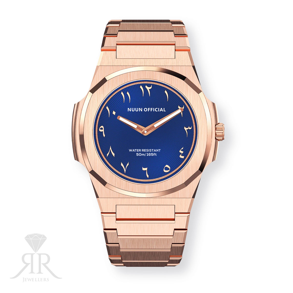 Nuun Official Origen Rose Gold Arabic Dial MS - Blue 38mm at RR Jewellers Yarm UK
