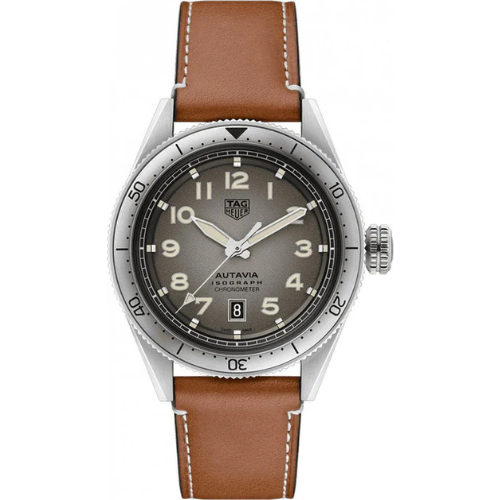 TAG Heuer Autavia 42mm Grey Dial Leather Watch WBE5111.FC8267