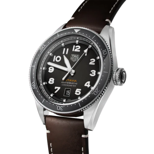 TAG Heuer Autavia 42mm Black Dial Leather Watch WBE5114.FC8266