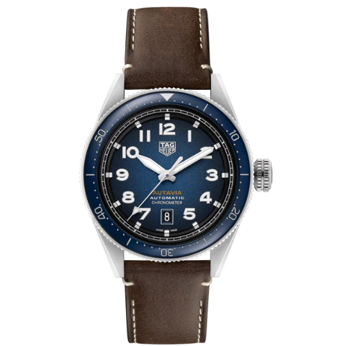 TAG Heuer Autavia 42mm Blue Dial Leather Watch WBE5116.FC8266