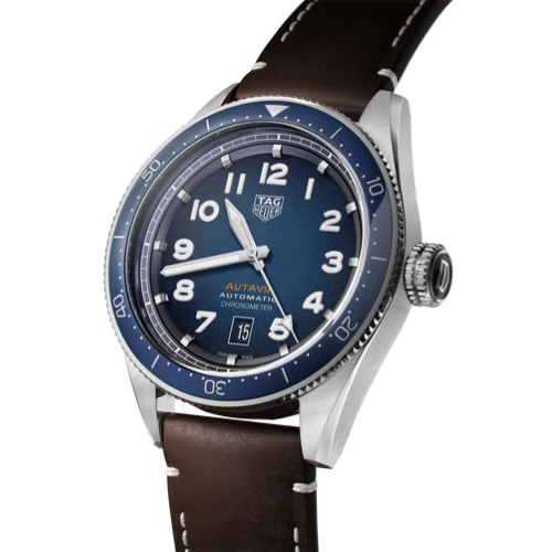 TAG Heuer Autavia 42mm Blue Dial Leather Watch WBE5116.FC8266