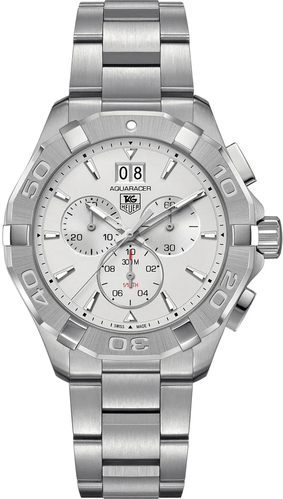Tag Heuer Aquaracer Men’s Quartz Swiss Made Silver Stainless Steel Grey Dial 43mm Watch CAY1111.BA0927
