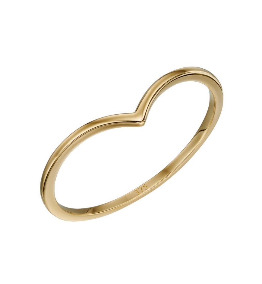 9ct yellow gold wishbone ring