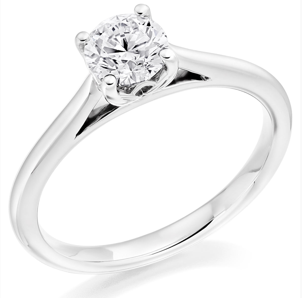 Platinum round brilliant 4 claw diamond solitaire ring