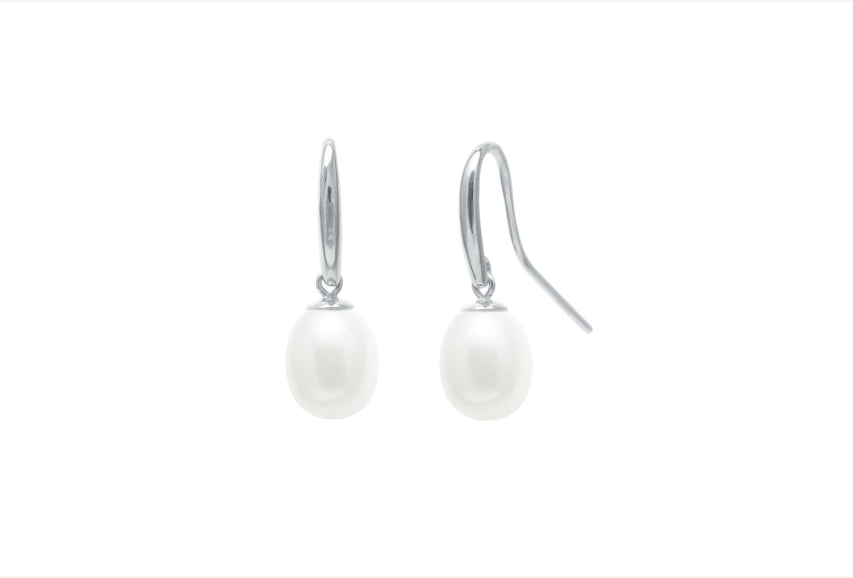 9ct white gold teardrop pearl earrings