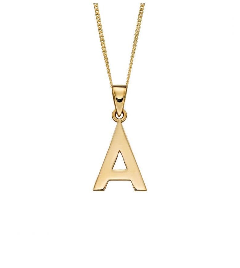 9ct yellow gold initial A necklace