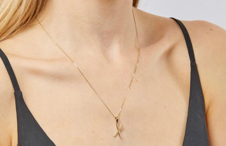 9ct yellow gold initial X necklace