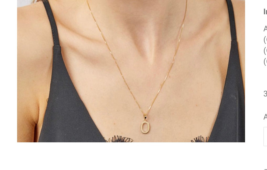 9ct yellow gold initial O necklace