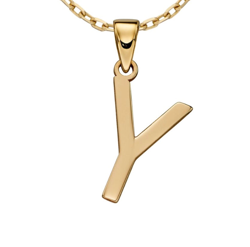 9ct yellow gold initial Y necklace