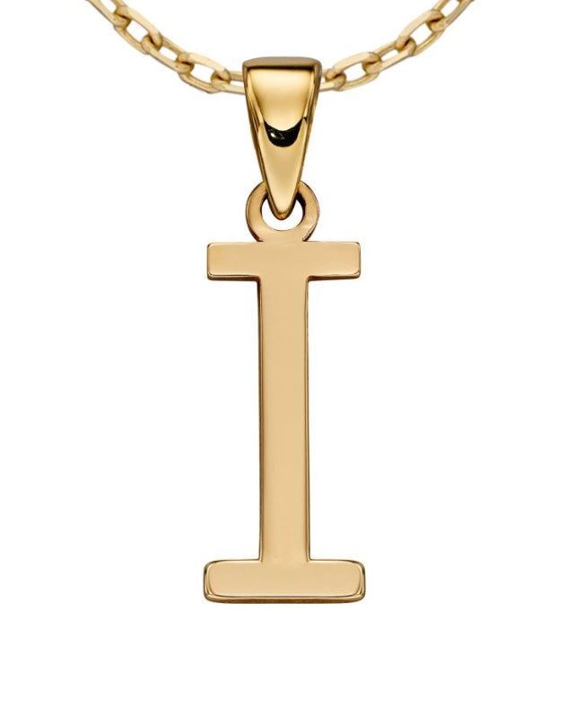 9ct yellow gold initial I necklace