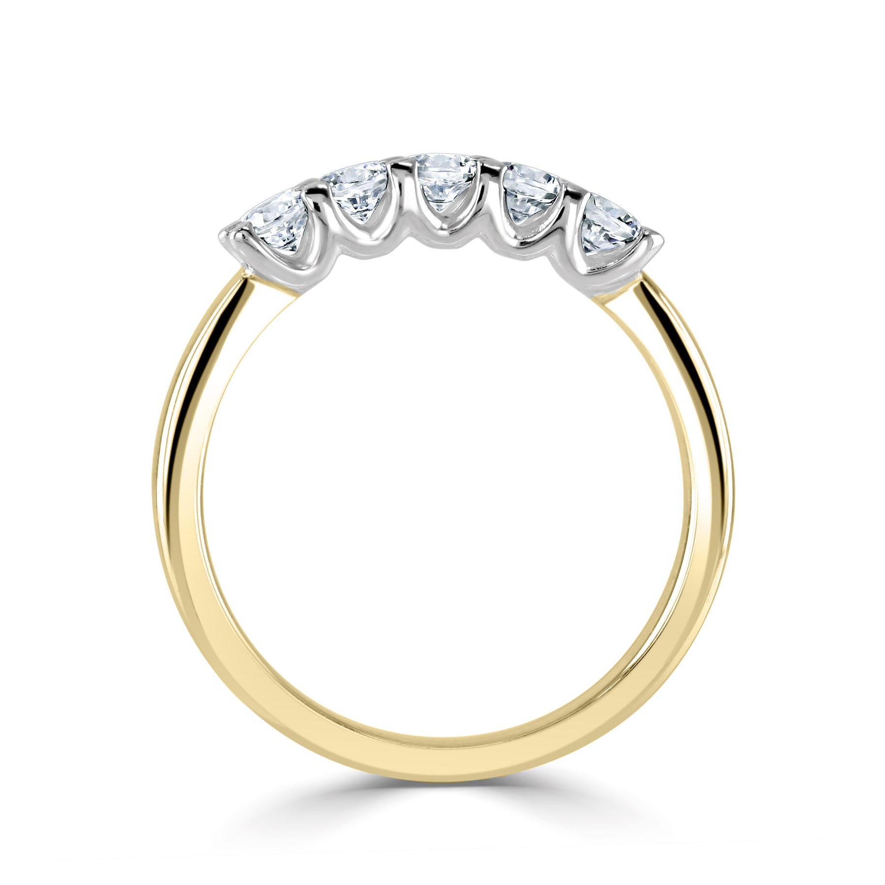 Brilliant round cut diamond classic five stone claw set eternity ring
