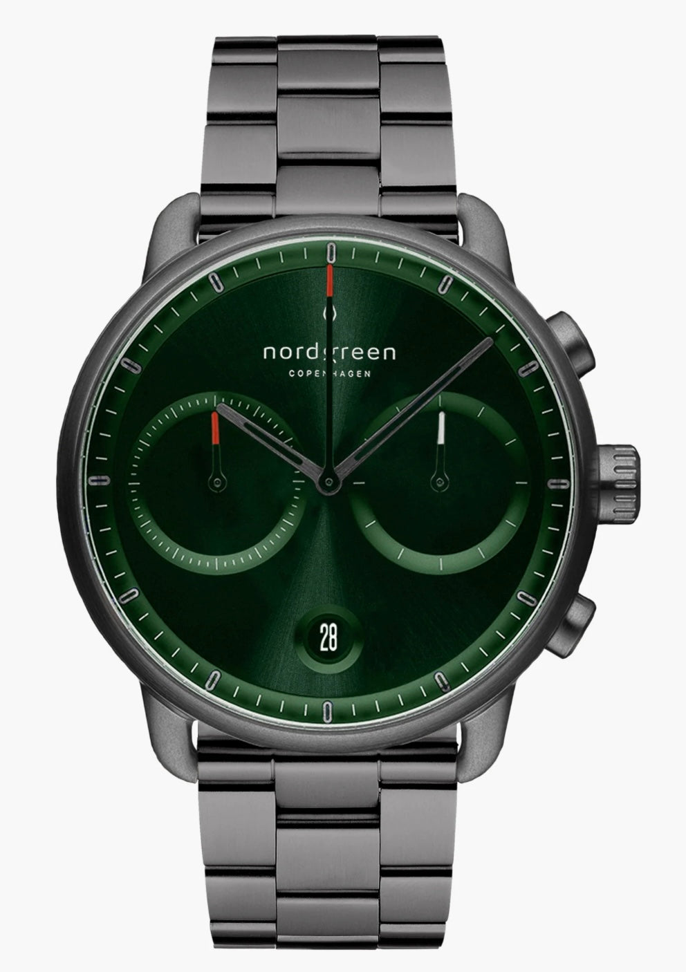 Pioneer 42mm Gun Metal green sunray dial with Gun Metal 3-Link Watch Strap