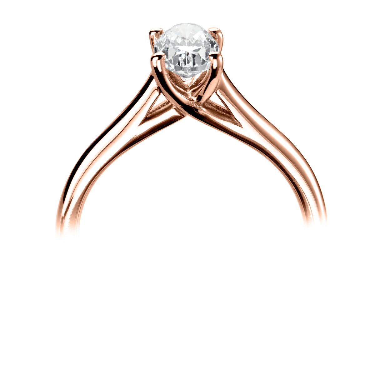 Oval cut 4 claw crossover diamond ring