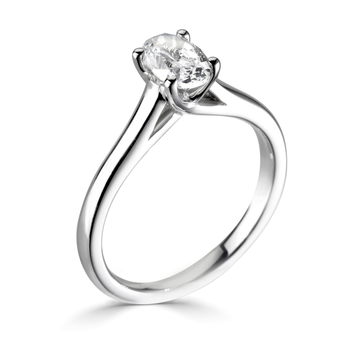 Oval cut 4 claw crossover diamond ring