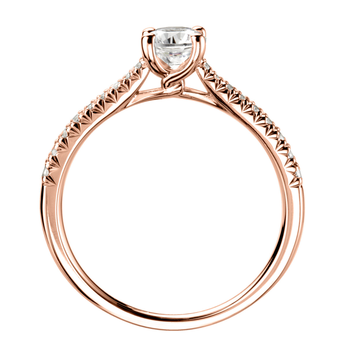 Brilliant round cut 4 claw diamond twist stone set shoulder ring