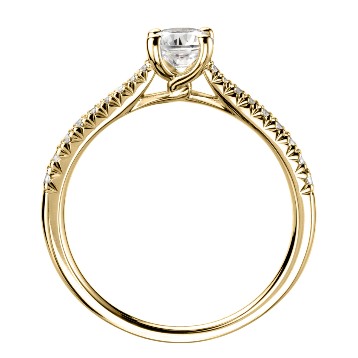 Brilliant round cut 4 claw diamond twist stone set shoulder ring
