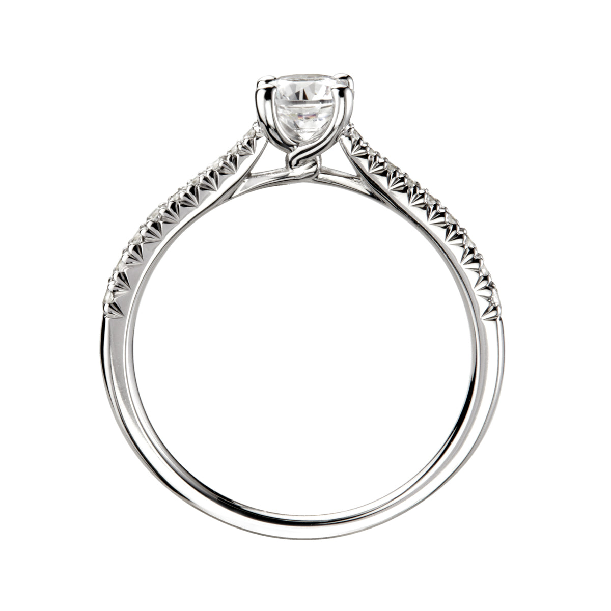Brilliant round cut 4 claw diamond twist stone set shoulder ring