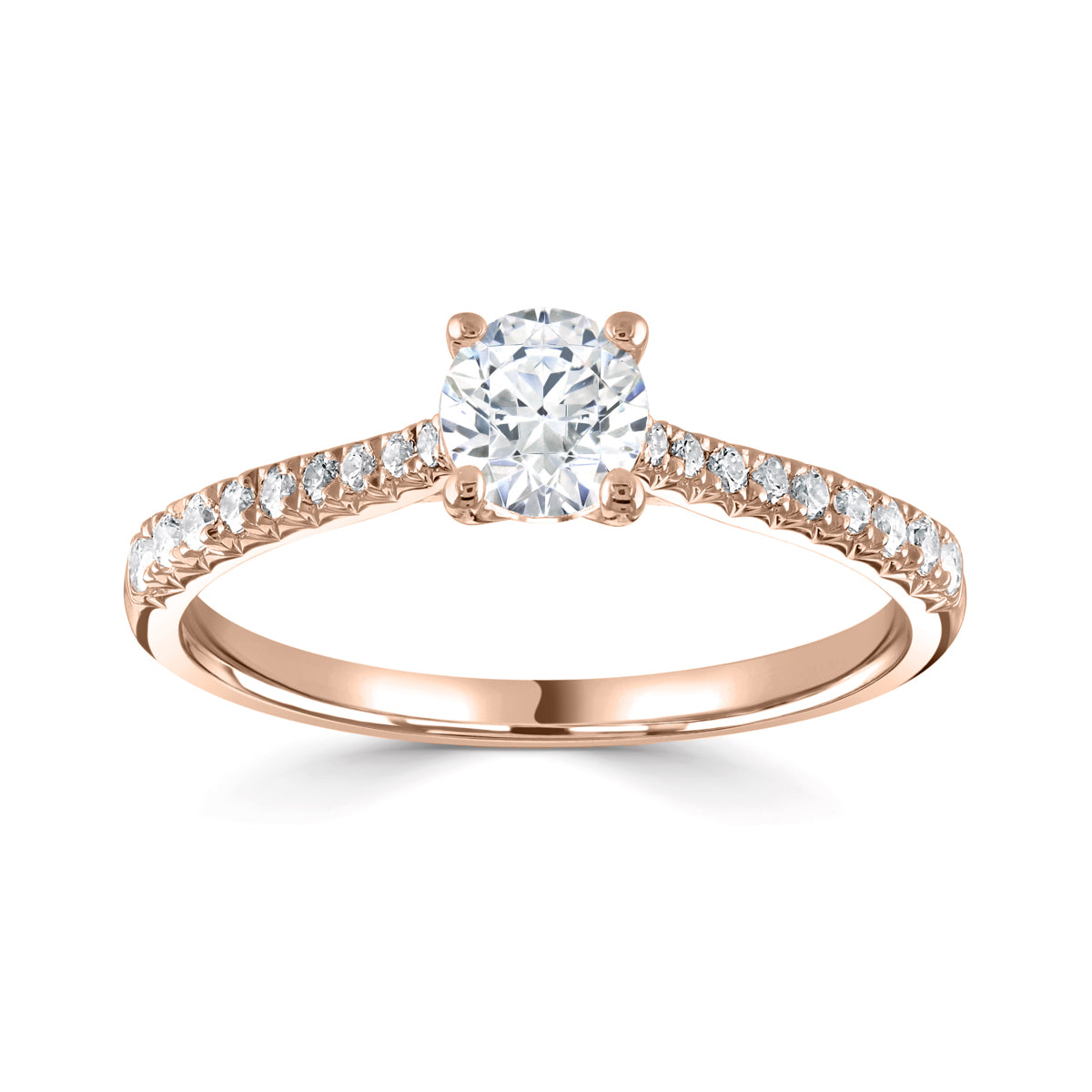 Brilliant round cut 4 claw diamond twist stone set shoulder ring