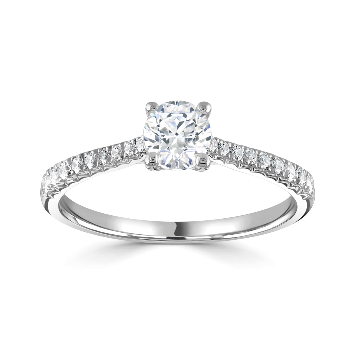 Brilliant round cut 4 claw diamond twist stone set shoulder ring