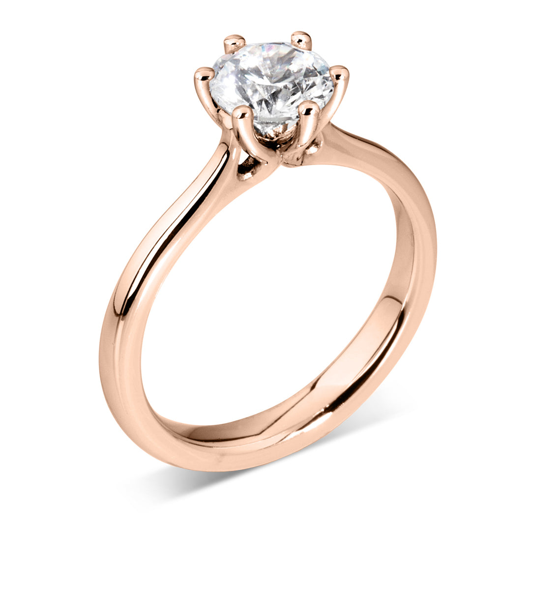 Brilliant round cut 6 claw diamond solitaire ring