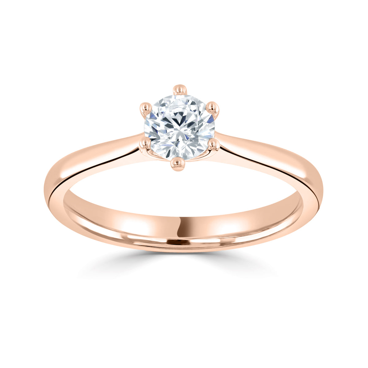 Brilliant round cut 6 claw diamond solitaire ring