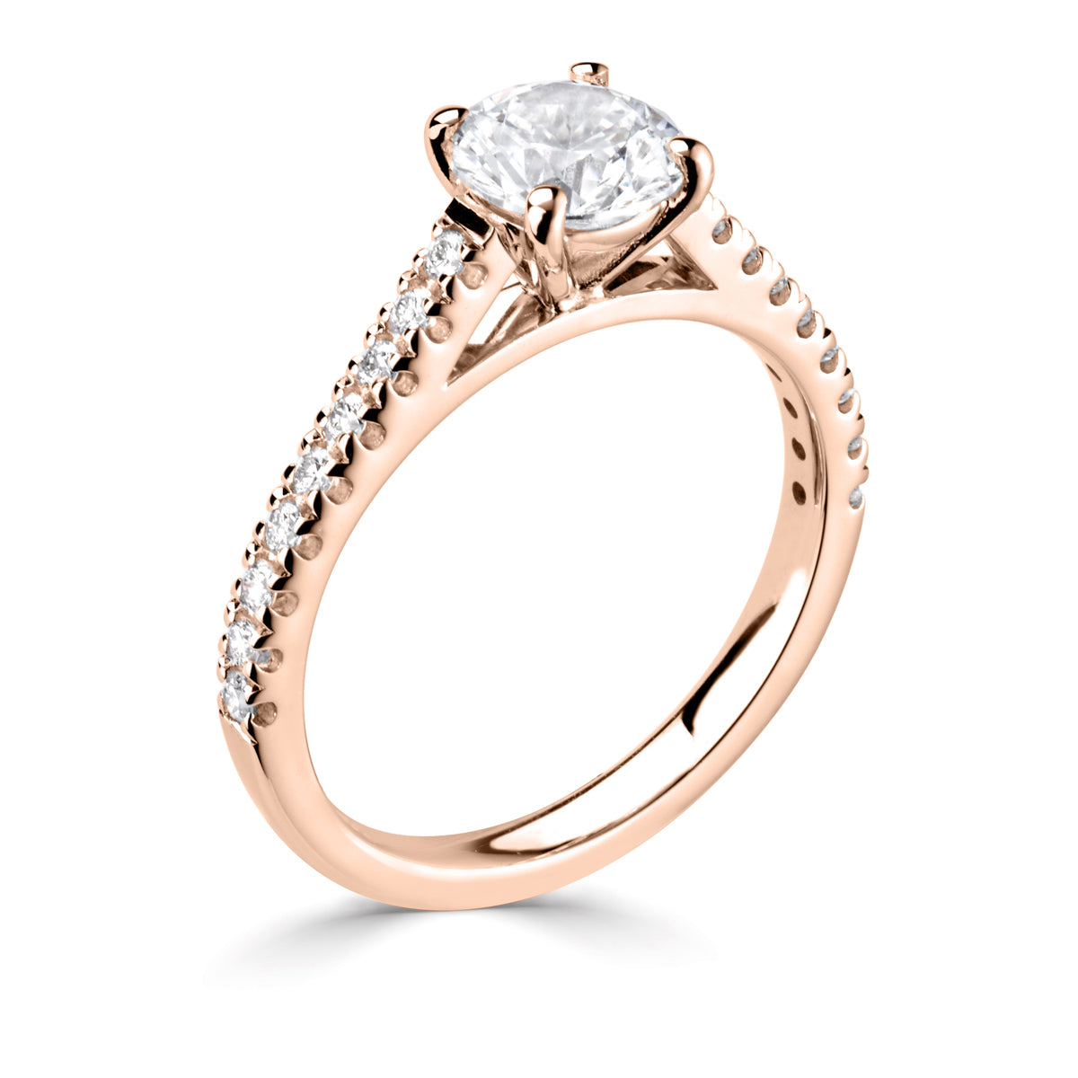 Brilliant round cut 4 claw diamond stone set shoulder ring