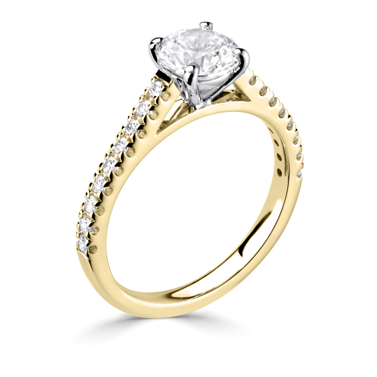 Brilliant round cut 4 claw diamond stone set shoulder ring