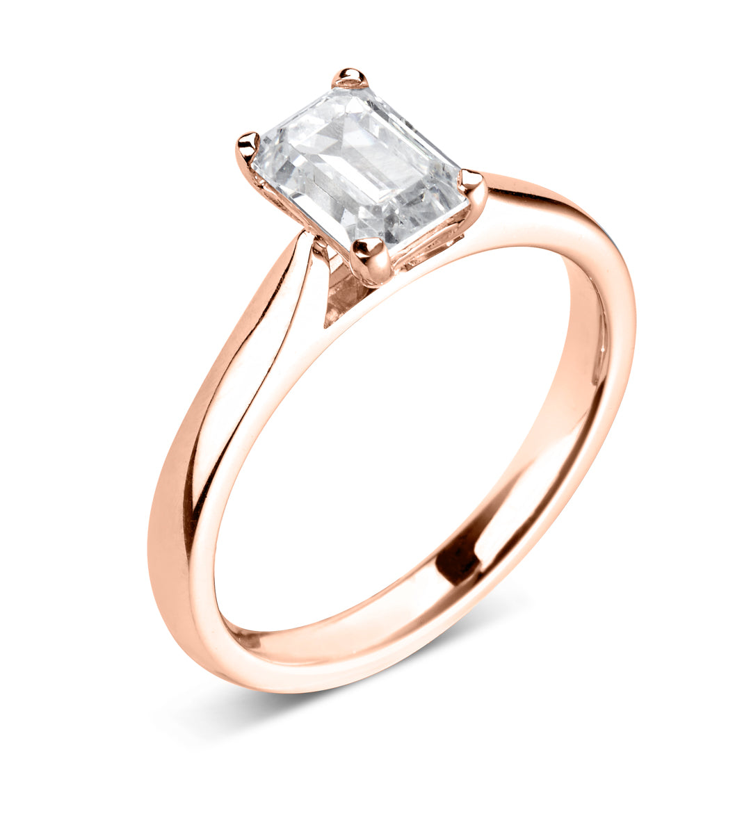 Emerald cut 4 claw diamond ring