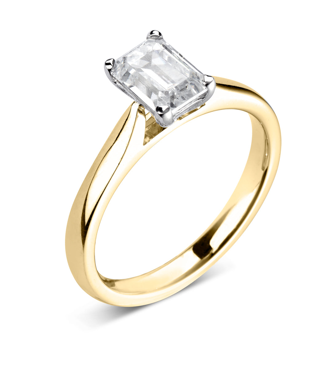 Emerald cut 4 claw diamond ring
