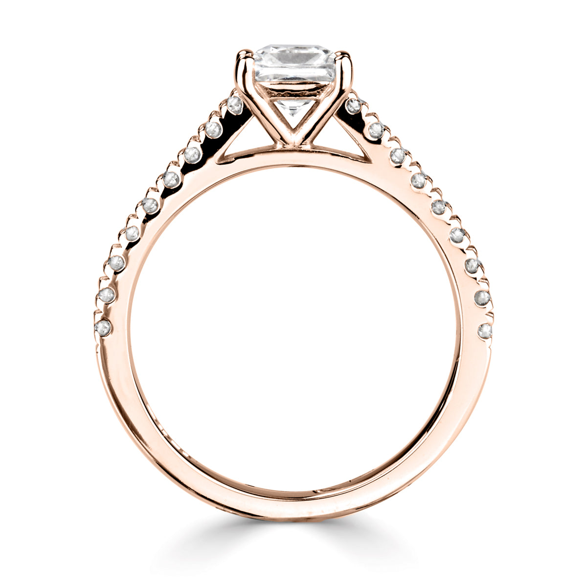 Princess square cut diamond 4 claw setting with diamond shoulders ring