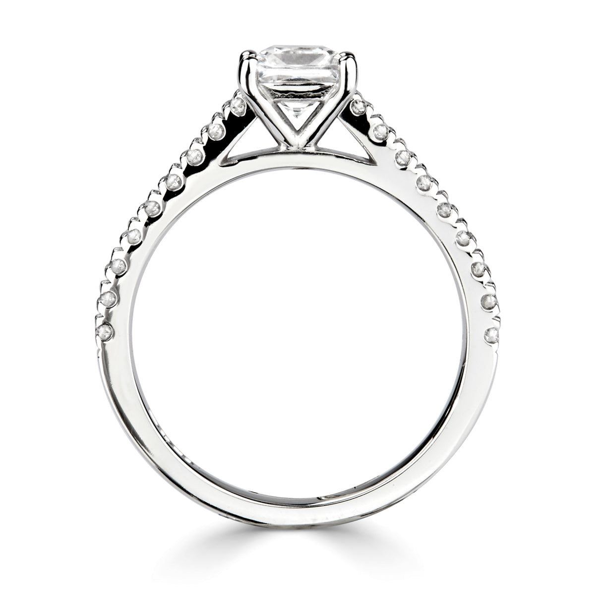 Princess square cut diamond 4 claw setting with diamond shoulders ring