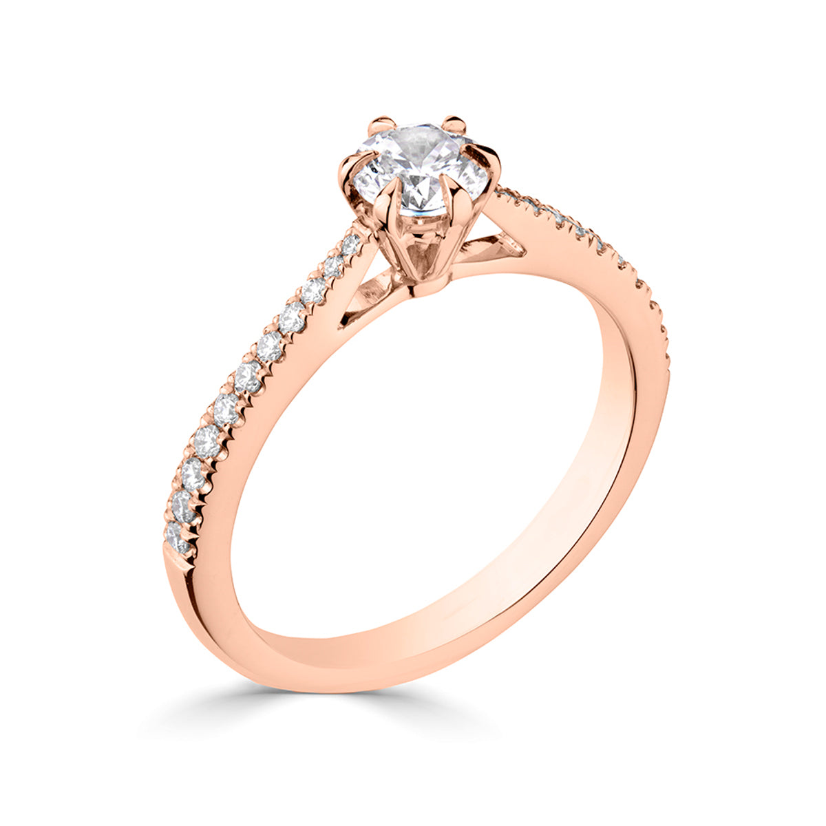Brilliant round cut 6 claw diamond stone set shoulder ring