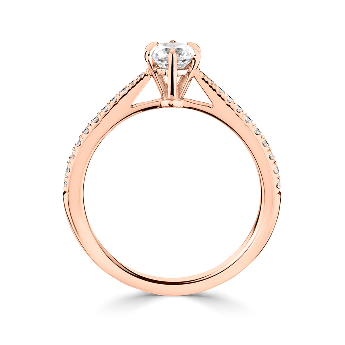 Brilliant round cut 6 claw diamond stone set shoulder ring