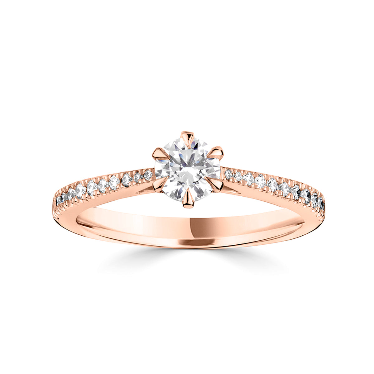 Brilliant round cut 6 claw diamond stone set shoulder ring