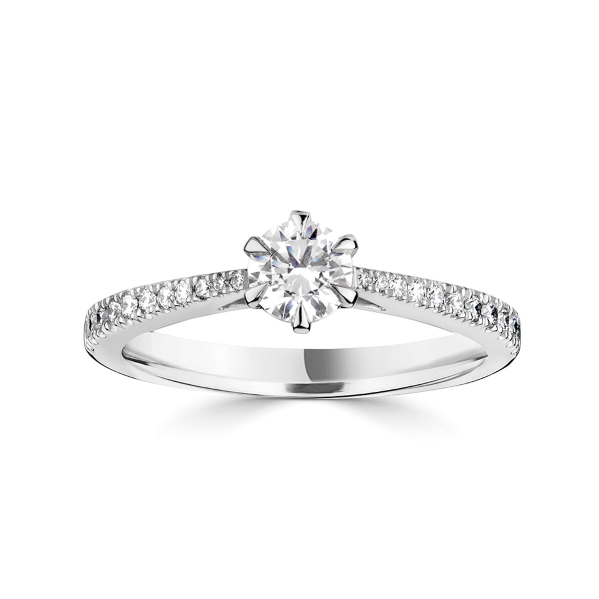 Brilliant round cut 6 claw diamond stone set shoulder ring
