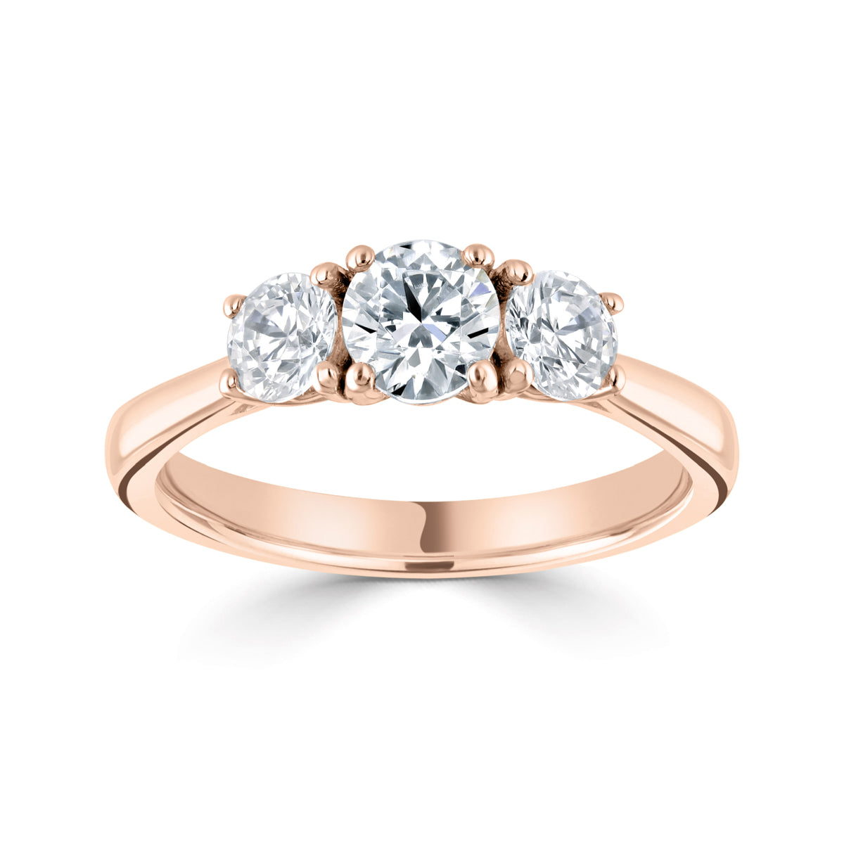 Brilliant round cut 4 claw trilogy diamond ring
